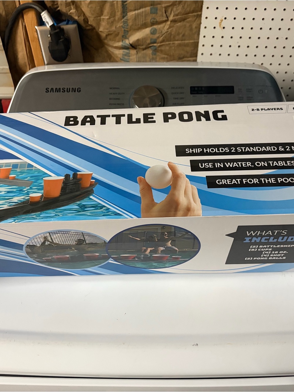 Battle Pong Floating Beer Pong Game - Blue & White Box